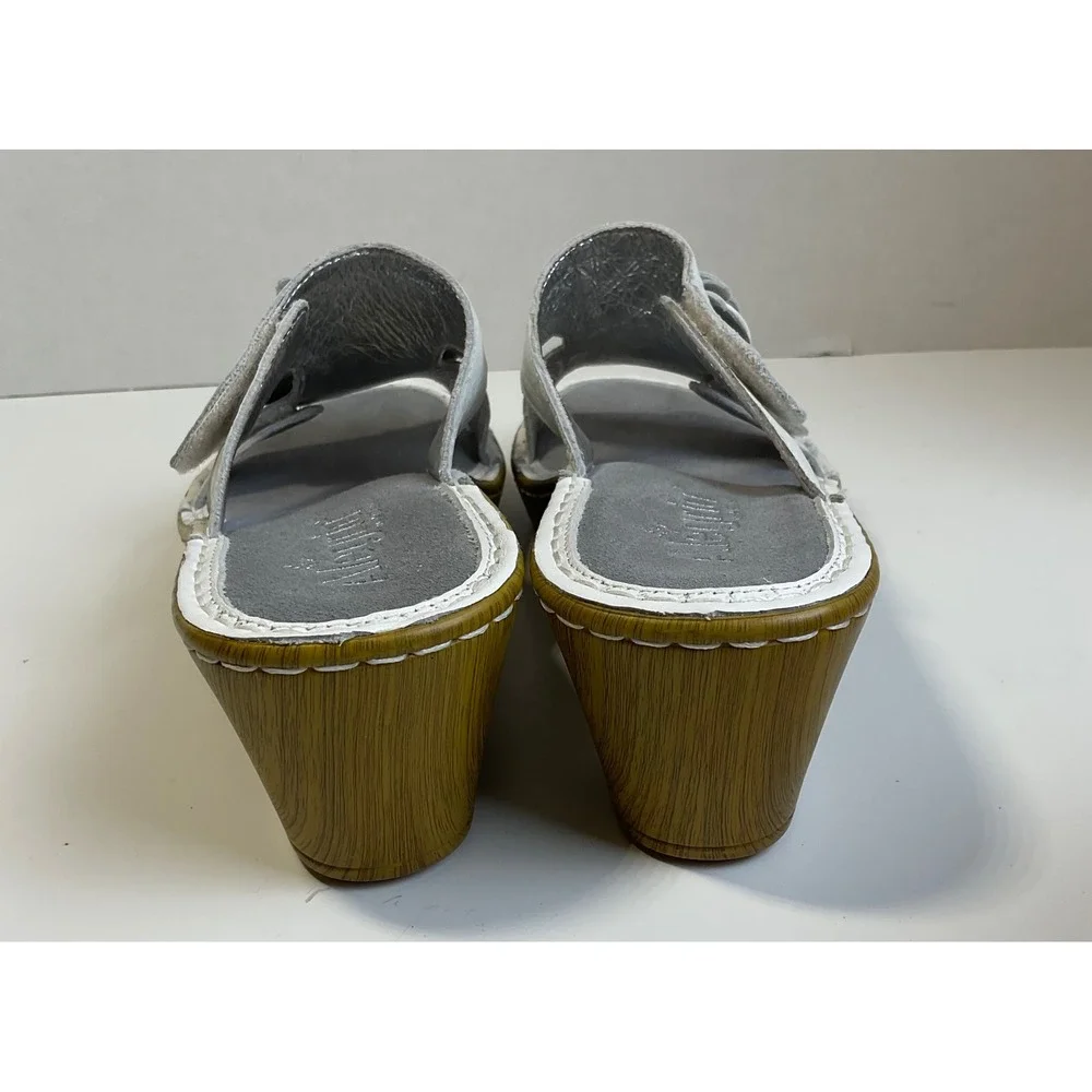 Alegria Morning White Floral Leather Wedge Sandals LAN-460 Womens EU 37 US 7-7.5